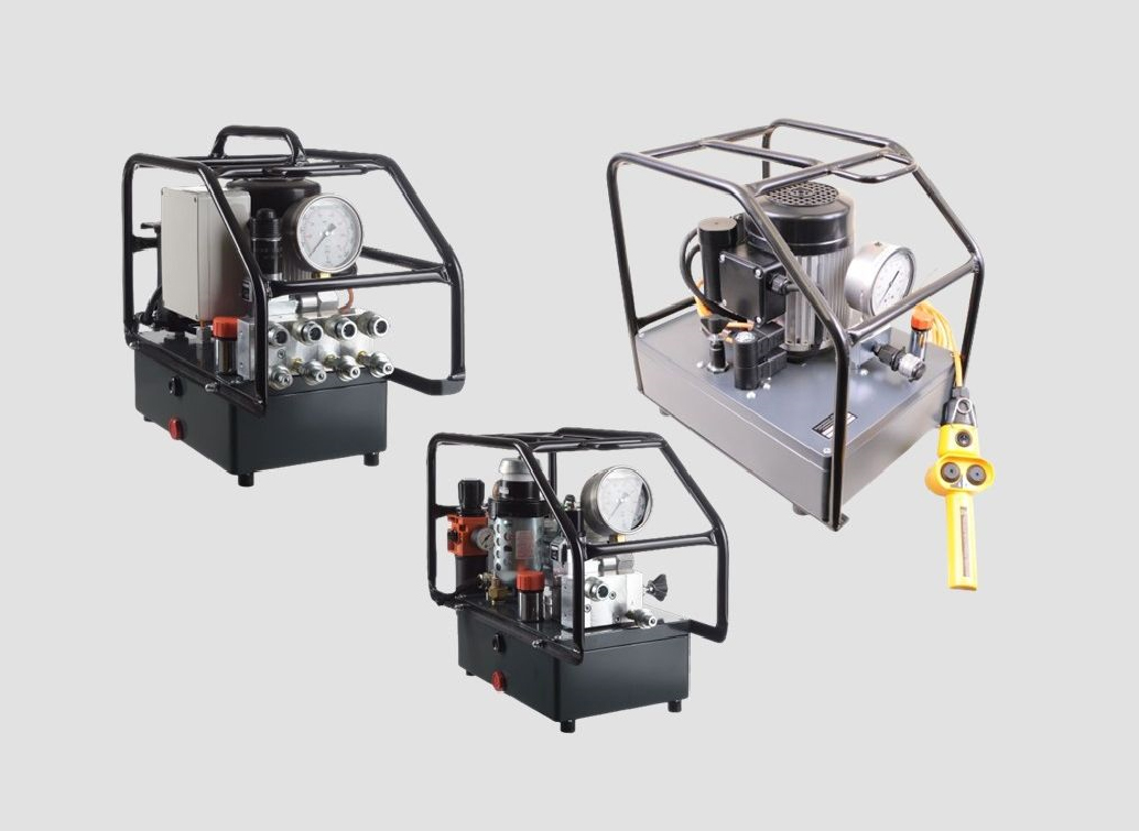 Hydraulic units for torquewrenches and tensioners
